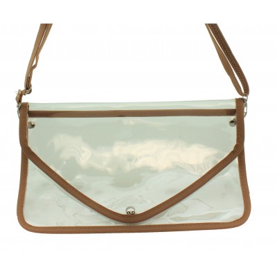 9167 - TAN LINING TRANSPARENT CLUTCH BAG